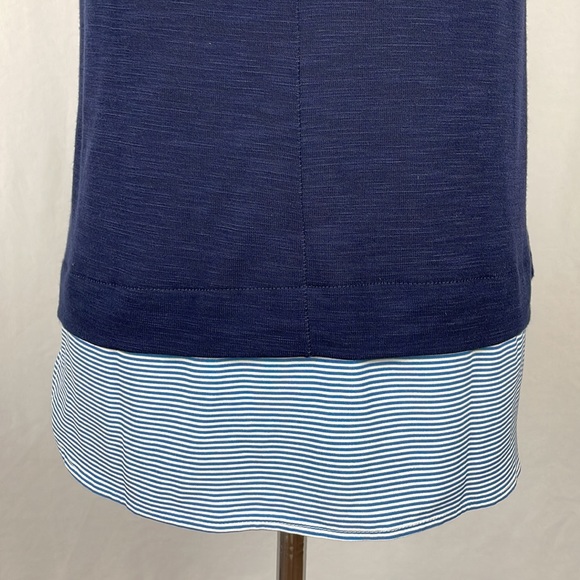 J. Crew Navy Blue Tank w/Blue & White Striped Shirt Tail and Back Keyhole - XS - Picture 6 of 12